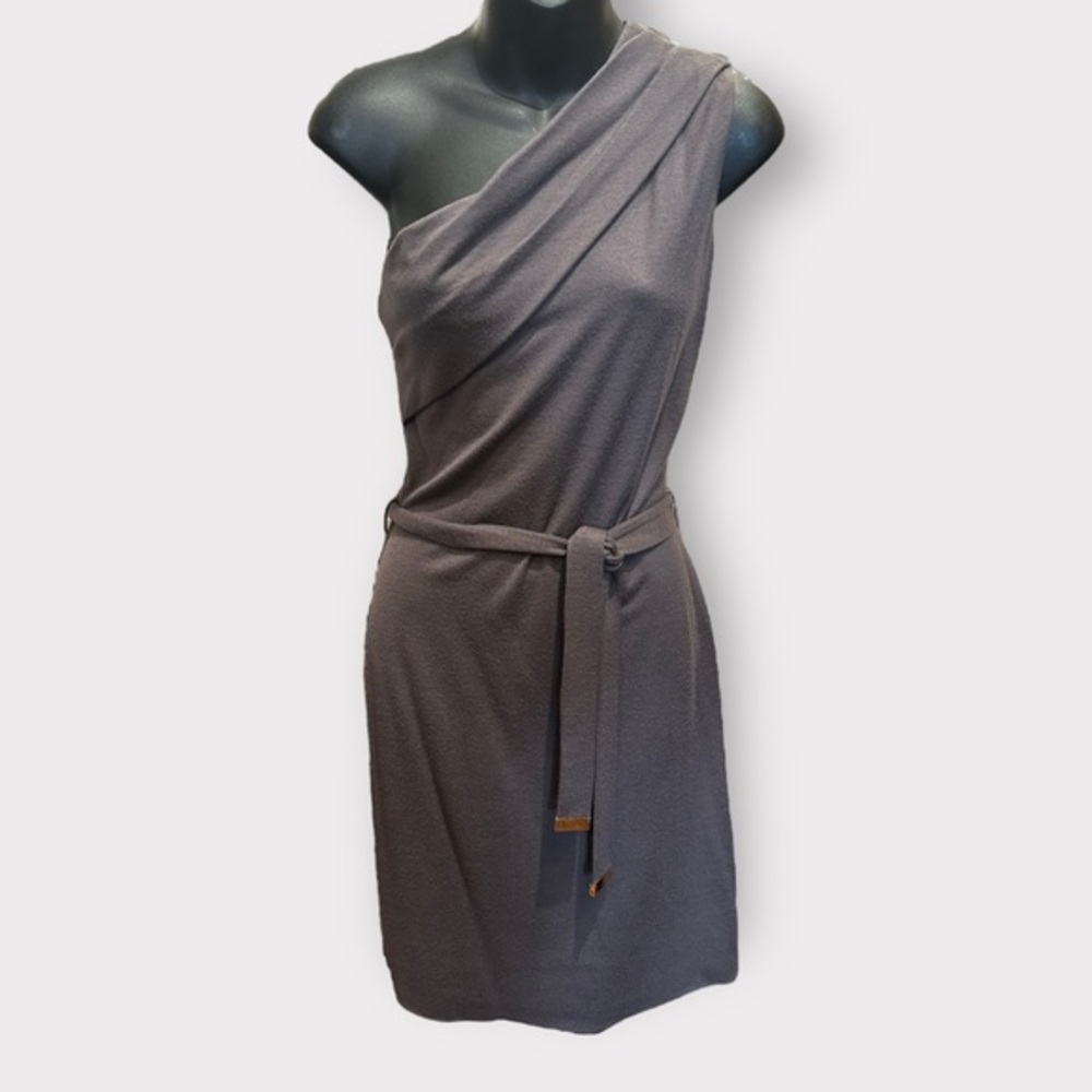 Vintage 1990s/Y2K Gucci Designer, Grey, One Shoulder Dress
